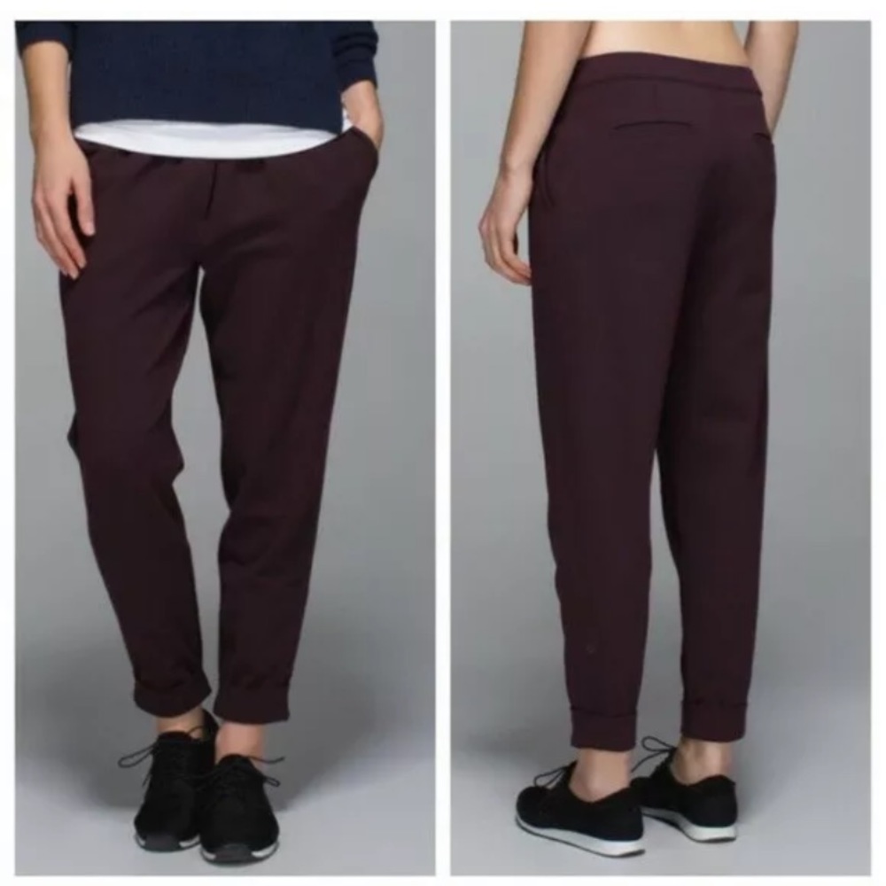 LULULEMON Jet Crop Slim Luon Joggers BLACK CHERRY